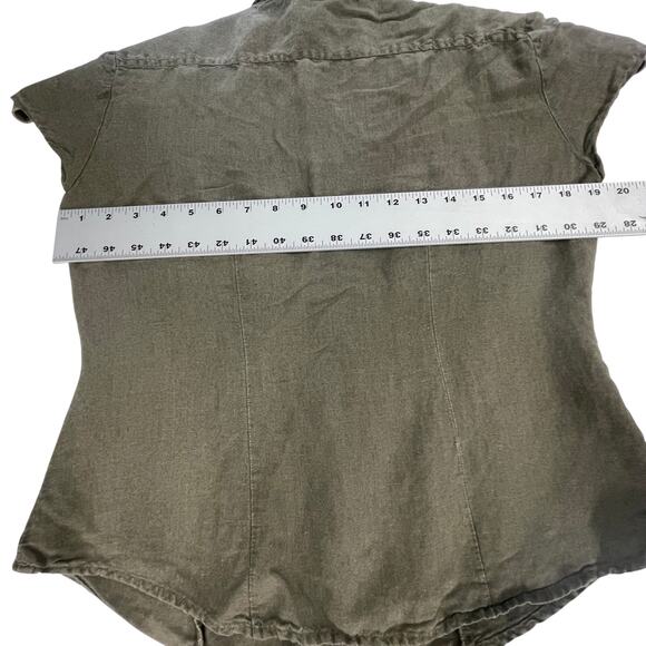 New York Company Top Womens Size Medium M Green Button Up Linen Blend Minimalist - Picture 4 of 5